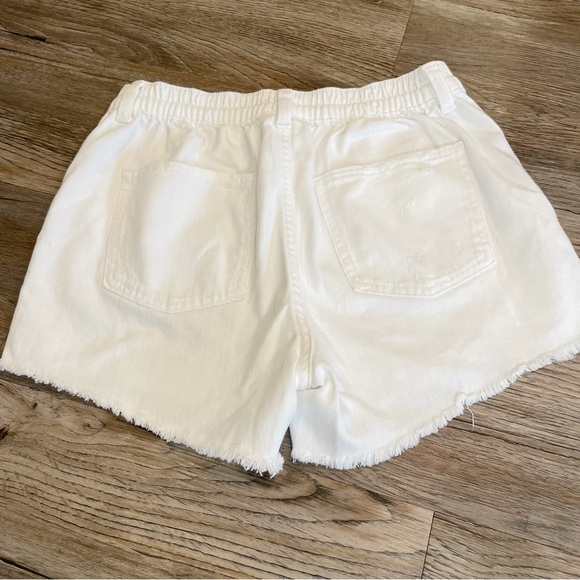 Aerie Daydream Denim Shorts Small White Frayed Hem Stretch Elastic - Picture 8 of 8